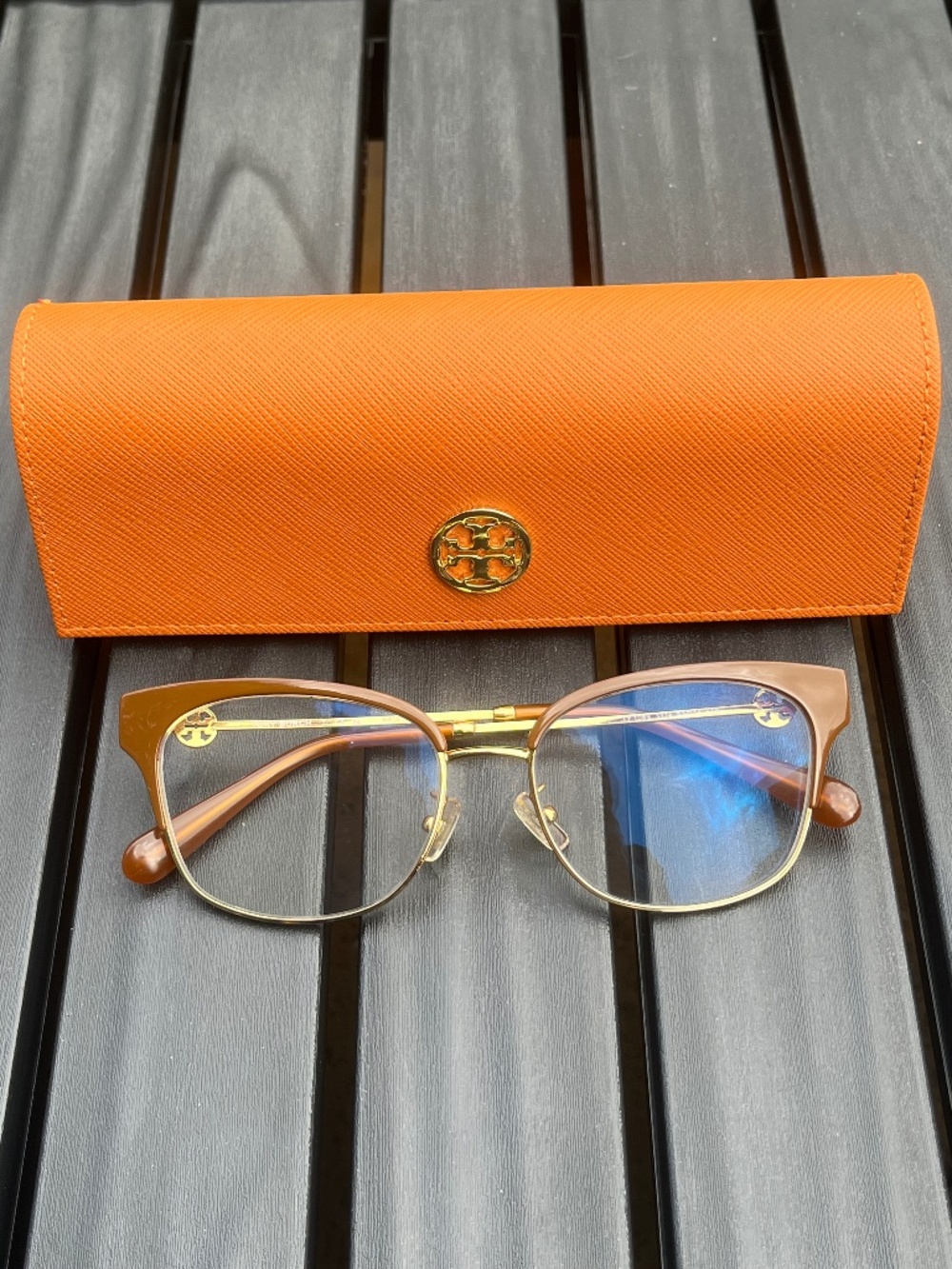 Tory Burch Women's 52mm Shiny Gold Camel Frames TY1089-3324-52 & Matching Case